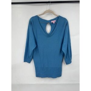 Lilly Pulitzer Bow Back Silk Blend Top Women Small Blue Lightweight Spring